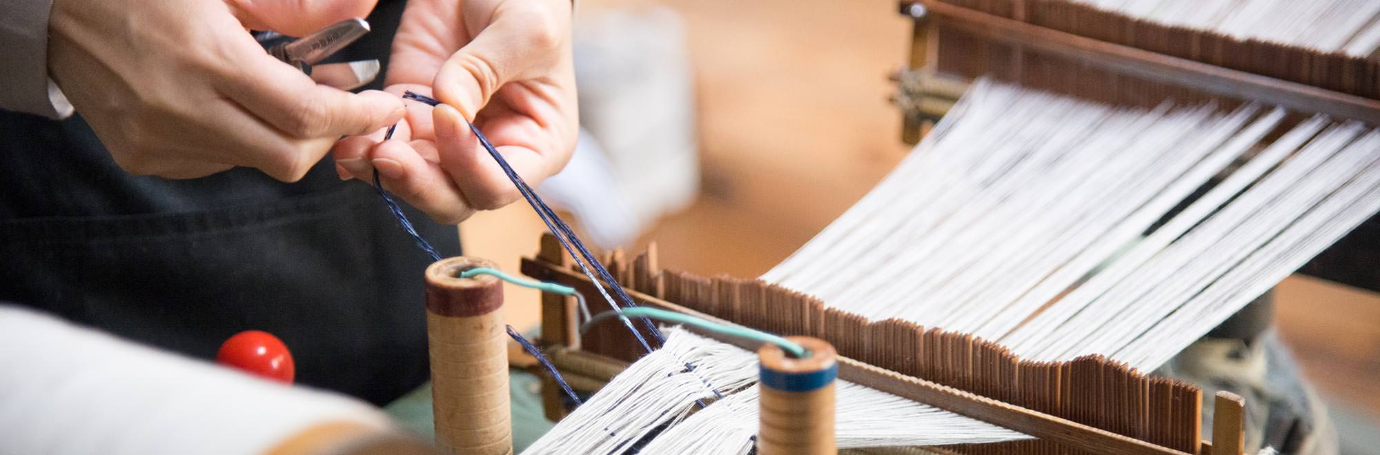 備後節織,備後絣,藍染,柿渋染,墨染,木綿生地,絣,先染め,広島,絣